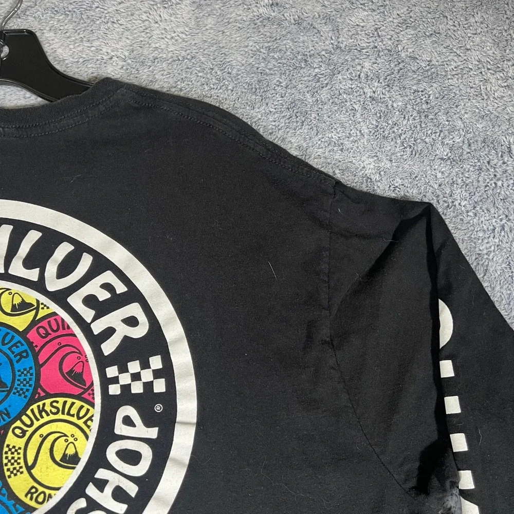 Quiksilver Ron Jon Surf Shop Long Sleeve T-Shirt Mens XL Black‎ Premium Fit Logo